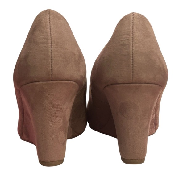 Dexflex Comfort Faux Suede Wedge Heeled Pumps Women's Sz 7.5W Brown Heels Shoes - Picture 7 of 13